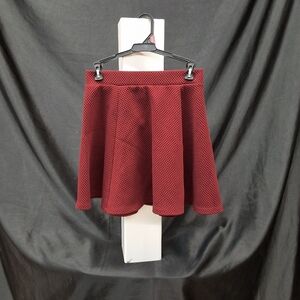 Divided Red Mini Skater Skirt Pleated Cocktail